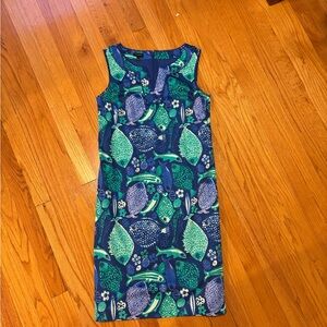 NWOT Talbots Blue and Green Patterned shift Dress. Back zipper